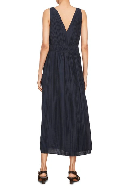 Shop Vince Pleated Double V-neck Dress In Coastal