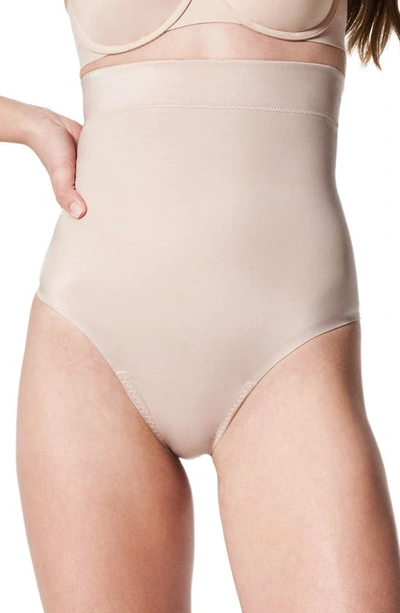 Shop Spanxr Suit Your Fancy High Waist Thong In Champagne Beige
