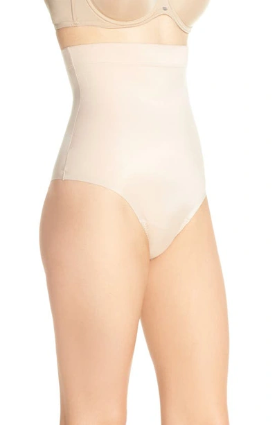 Shop Spanxr Suit Your Fancy High Waist Thong In Champagne Beige