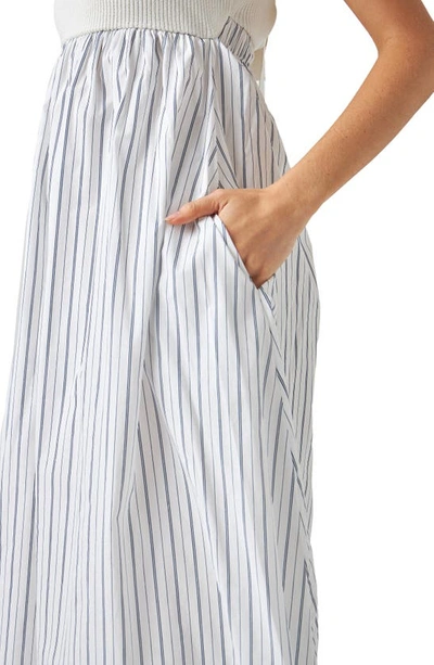 Shop English Factory Tie Back Knit Combo Sundress In Off White/ Navy