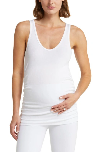 Shop Beyond Yoga In A Cinch Ribbed Maternity Tank In White