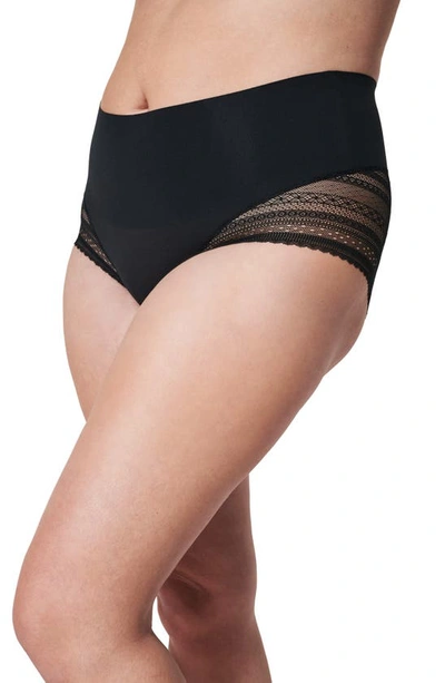 Shop Spanx Undie-tectable® Illusion Lace Hi-hipster Briefs In Very Black