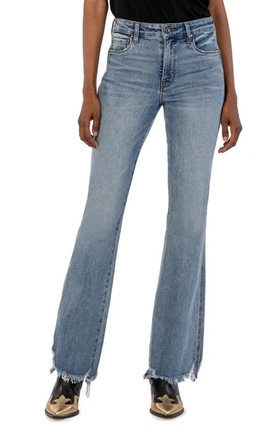 Shop Kut From The Kloth Ana Fab Ab High Waist Raw Hem Flare Jeans In Freely