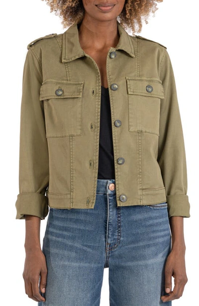 Shop Kut From The Kloth Rosalyn Twill Trucker Jacket In Olive