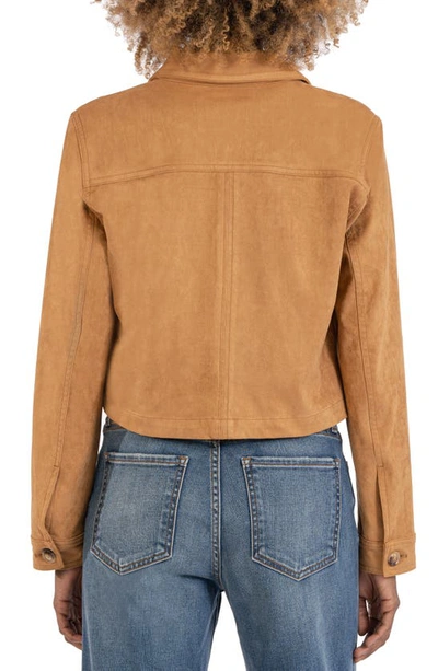 Shop Kut From The Kloth Matilda Crop Faux Suede Jacket In Toffee