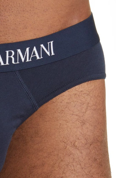 Shop Emporio Armani Stretch Cotton Briefs In Navy