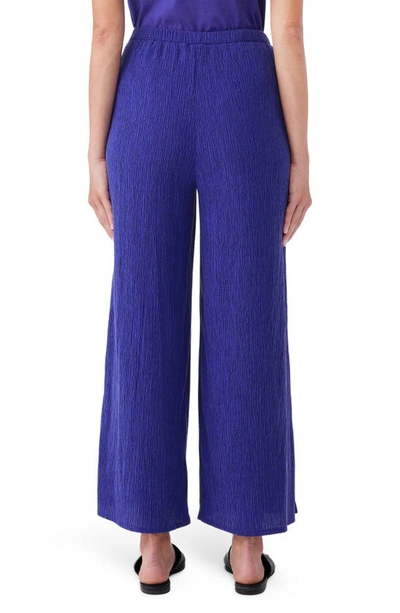 Eileen Fisher Crinkled Wide-leg Ankle Pants In Blue Violet