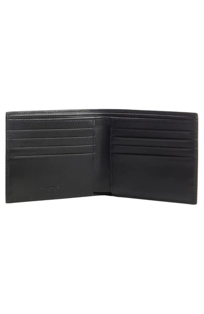 Shop Saint Laurent Textured Leather Bifold Wallet In Black/ Gold/ Black