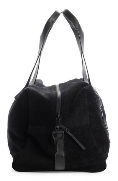 Shop Saint Laurent Nuxx Calfskin Suede Duffle Bag In Nero/ Bianco/ Nero