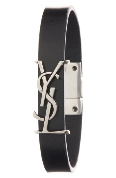 Saint Laurent Leather Bracelet with Monogram