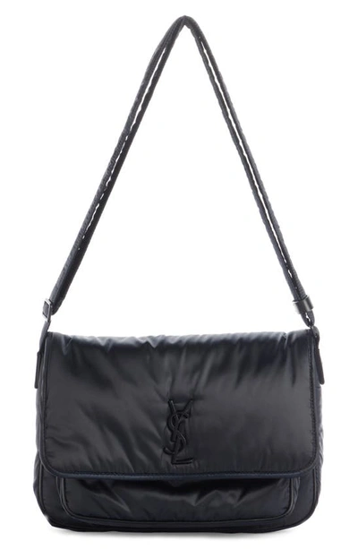 Shop Saint Laurent Niki Nylon Camera Shoulder Bag In Dark Blueberry/ Nero
