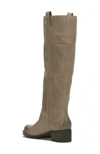 Lucky Brand Hybiscus Women's Light Gray Leather Knee High Riding Boot Jobb1308 In Silver Cloud