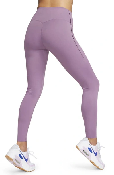 Shop Nike Universa Dri-fit Medium Support High Waist Leggings In Violet Dust/ Black