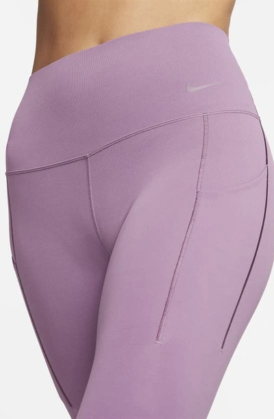 Shop Nike Universa Dri-fit Medium Support High Waist Leggings In Violet Dust/ Black