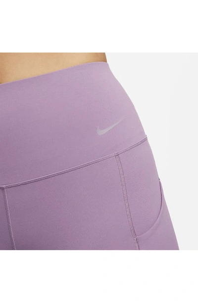 Shop Nike Universa Dri-fit Medium Support High Waist Leggings In Violet Dust/ Black