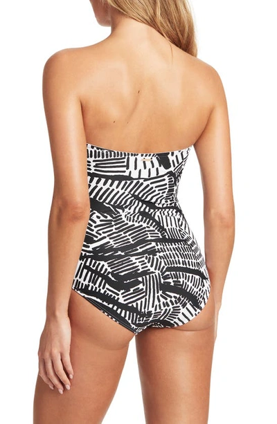 Sea Level Twist Bandeau One-piece Swimsuit In Black