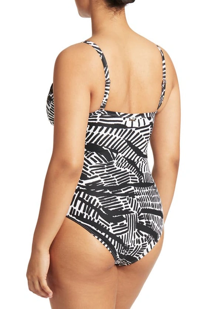 Shop Sea Level Twist Front Dd- & E-cup Underwire One-piece Swimsuit In Black