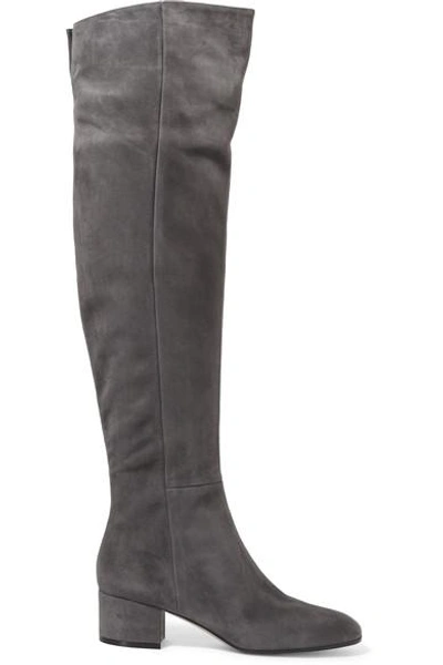 Shop Gianvito Rossi 45 Suede Over-the-knee Boots In Gray