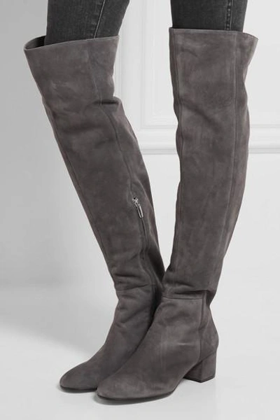 Shop Gianvito Rossi 45 Suede Over-the-knee Boots In Gray