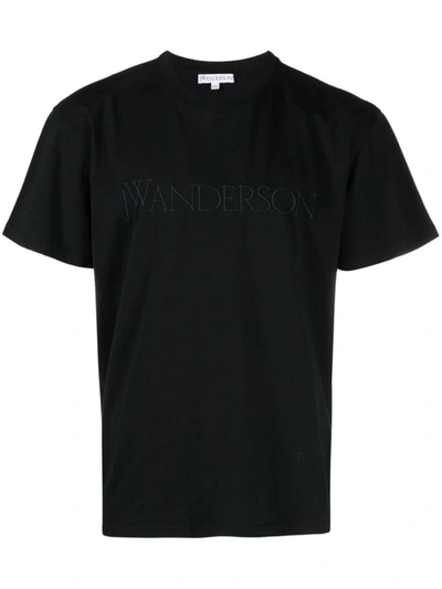Shop Jw Anderson J.w. Anderson Logo-embroidered T-shirt In Black