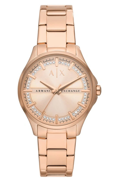 Shop Ax Armani Exchange Lady Hampton 3-hand Quartz Bracelet Watch, 36mm In Rose Gold