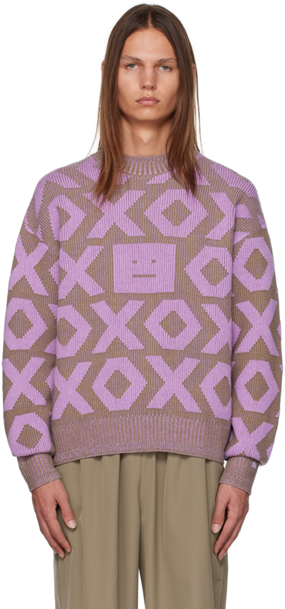 Shop Acne Studios Purple Relaxed Sweater In Dfs Khaki Beige/smok
