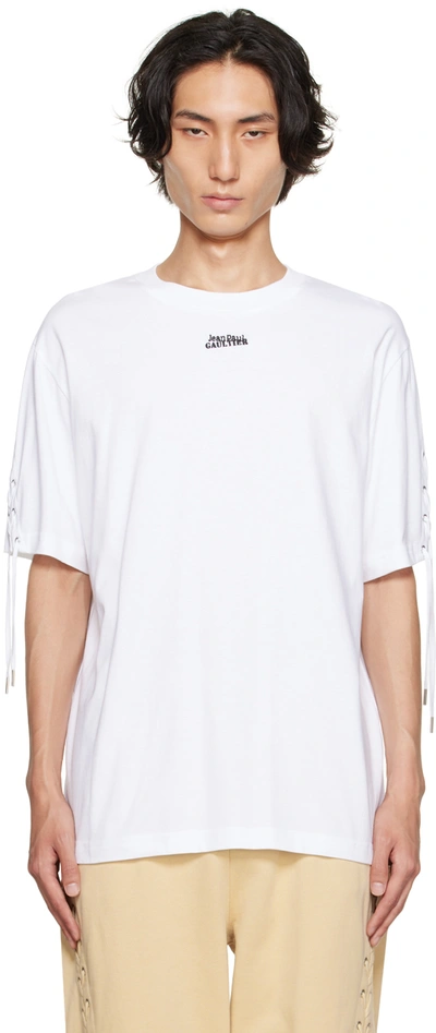 Shop Jean Paul Gaultier White 'the Lace-up Jpg' T-shirt In 01-white