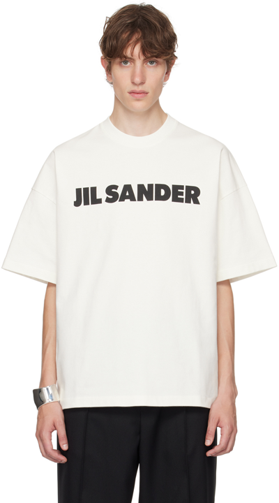 Shop Jil Sander White Printed T-shirt In 102 - Porcelain