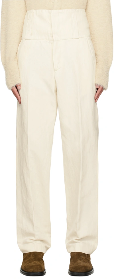 Shop Dries Van Noten Off-white Creased Trousers In 5 Ecru