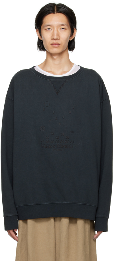 Shop Maison Margiela Gray Embroidered Sweatshirt In 861 Charcoal
