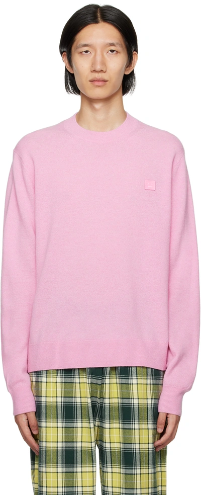 Shop Acne Studios Pink Patch Sweater In Bp5 Bubble Pink