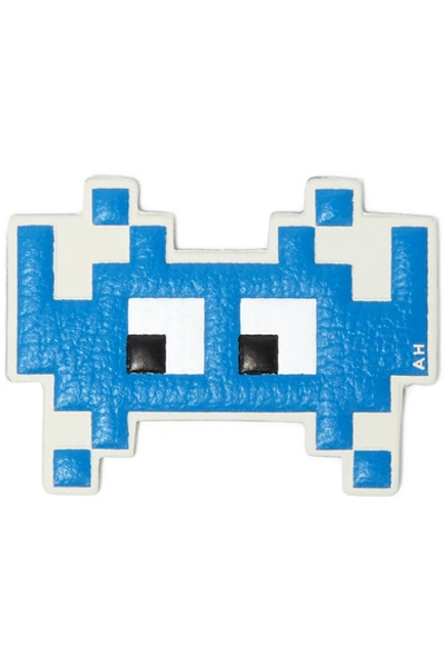Anya Hindmarch Space Invader Textured-leather Sticker In Blue