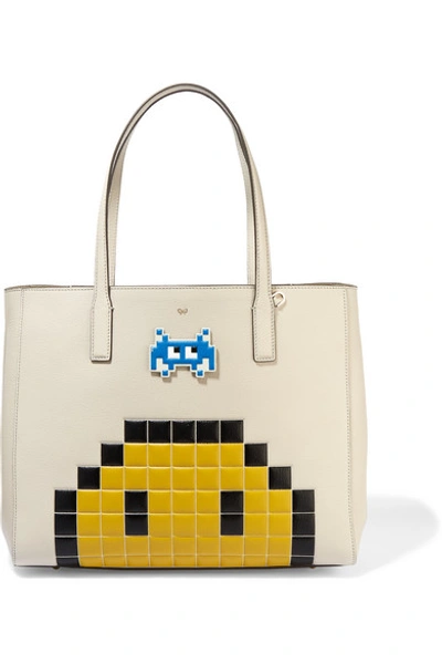 Shop Anya Hindmarch Space Invader Textured-leather Sticker