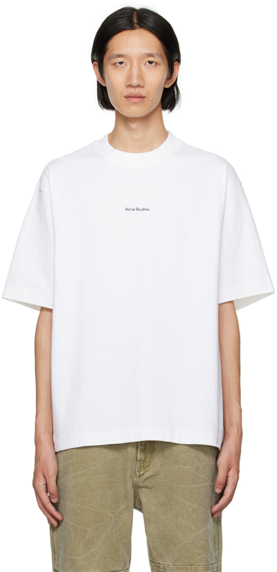 Shop Acne Studios White Printed T-shirt In 183 Optic White