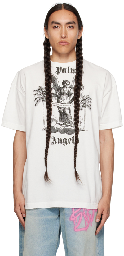 Shop Palm Angels White University T-shirt In White Black