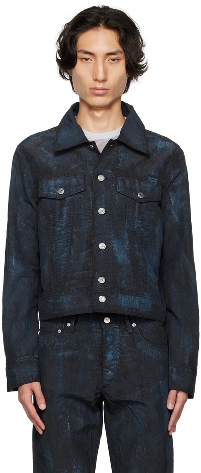 Shop Kanghyuk Black Airbag Jacket In Black/white Blue Wax