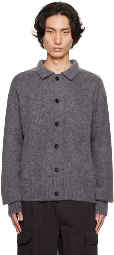 Shop Wynn Hamlyn Gray Button Cardigan In Pewter Grey
