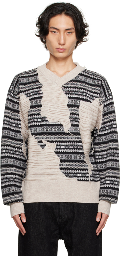 Shop Wynn Hamlyn Gray & Black Fair Isle Sweater In Grey/black