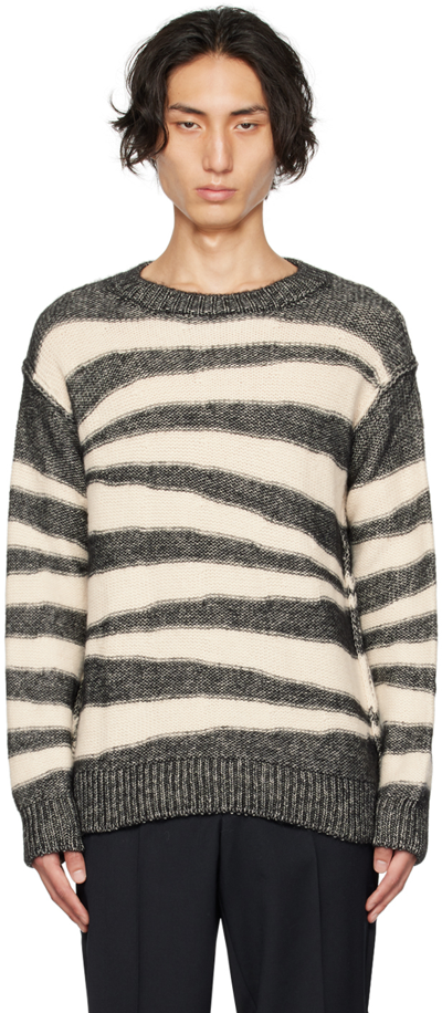 Shop Apc Black & White Sebastien Sweater In Plc Heathered Anthra