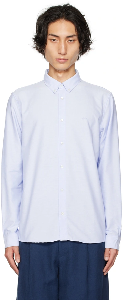 Shop Apc Blue Greg Shirt In Iab Light Blue