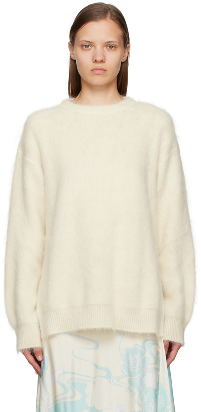 Shop Jil Sander Off-white Crewneck Sweater In 103 Piuma