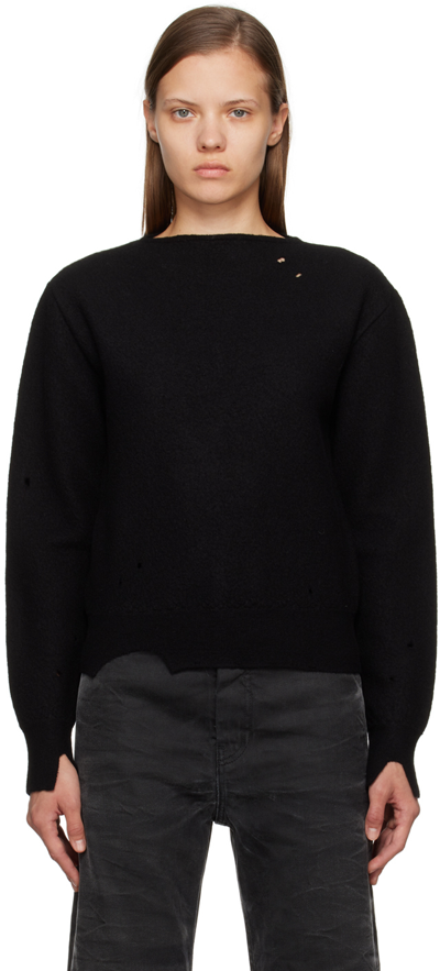 Shop Mm6 Maison Margiela Black Cutout Sweater In 900 Black
