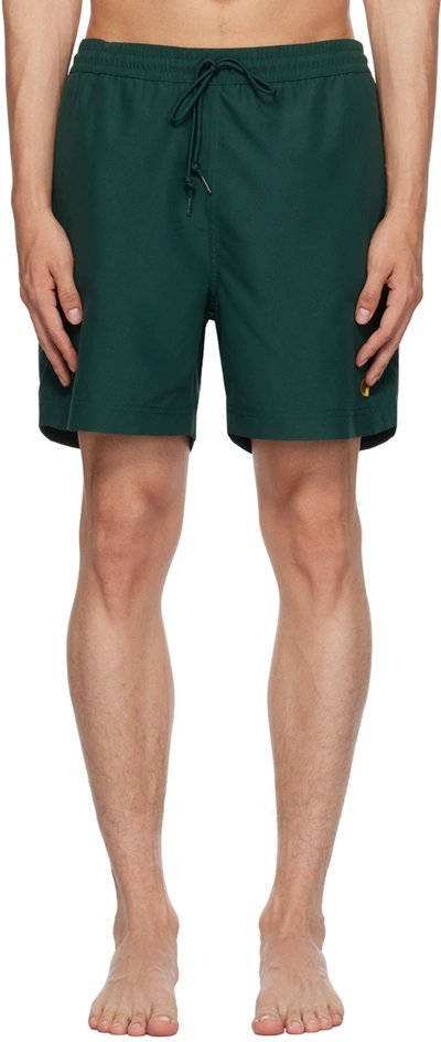Shop Carhartt Green Chase Swim Shorts In 1nv Discovery Green