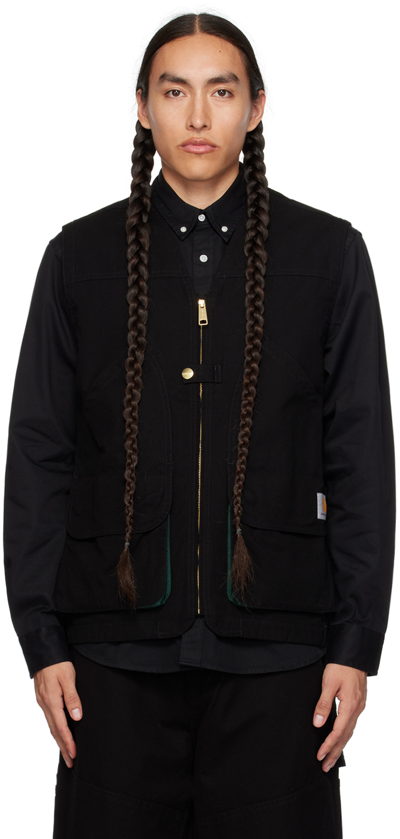 Shop Carhartt Black Heston Vest In 1oc Black / Discover