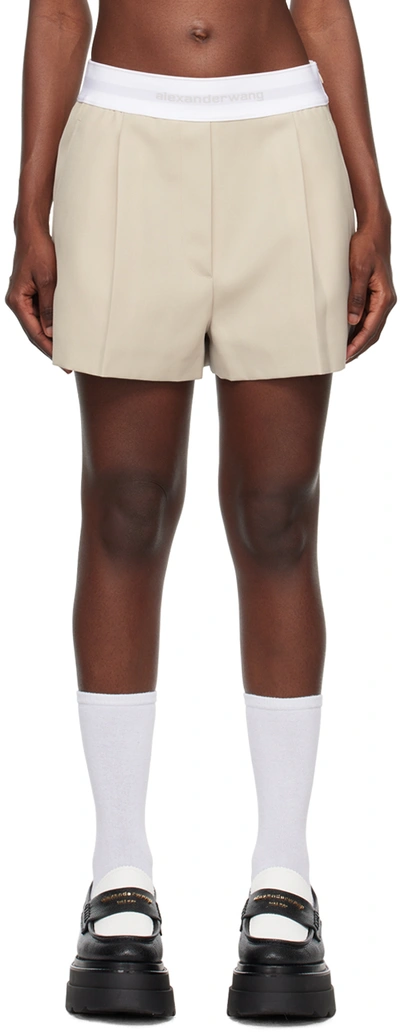 Shop Alexander Wang Tan Pleated Shorts In 279 Feather