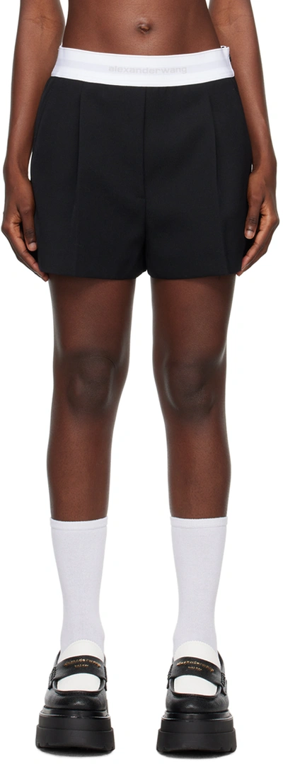 Shop Alexander Wang Black Pleated Shorts In 001 Black