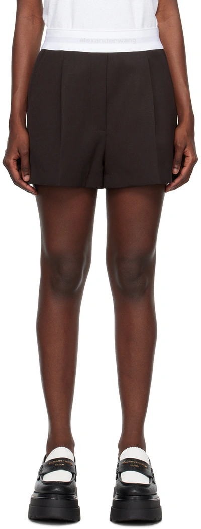Shop Alexander Wang Brown Pleated Shorts In 902 Fig Brown