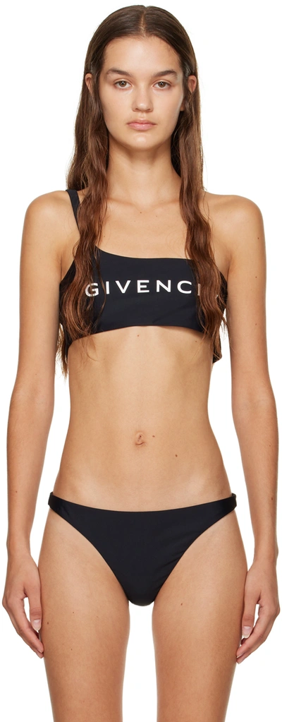 Shop Givenchy Black Archetype Bikini Top In 004 Black/white