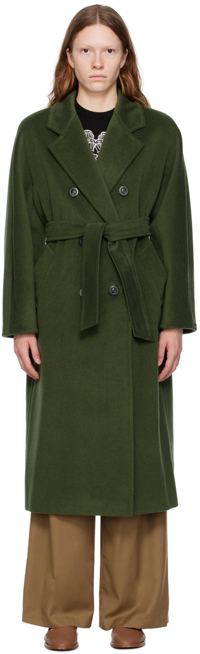 Shop Max Mara Green Madame Coat In 027 Moss Green