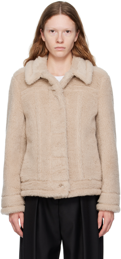 Shop Max Mara Taupe Teddino Jacket In 002 Beige